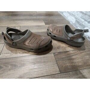 Crocs Men's Yukon Vista Brown Leather Slingback Sandal Clogs Size 12
